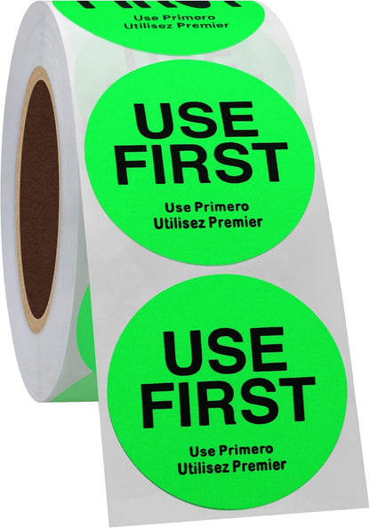 500 Pcs 1.5" Use First Stickers Small Stickers Circle Label Dot Labels Fluorescent Paper, Fluorescent Green