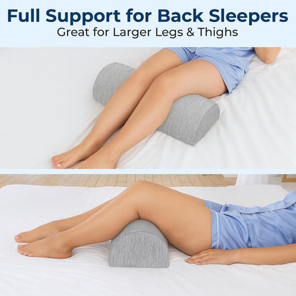 5 STARS UNITED Knee Pillow for Back Sleeping – Half Moon Bolster Pillow for Legs, Under Knee Pillow for Sleeping on Back, Memory Foam Leg Pillow for Back Pain, White