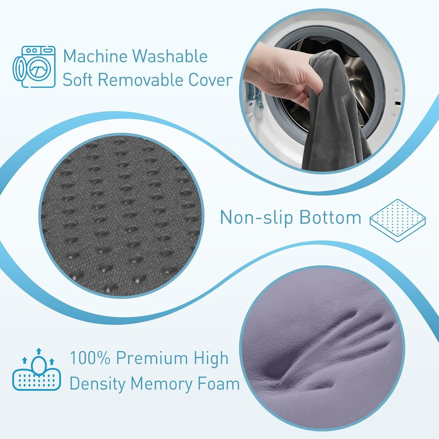 BlissTrends Memory Foam Seat Cushion for Office Chair & Car Seat, Black | 4.7in Ergonomic Tailbone & Sciatica Support with Removable Velvet Cover for Pressure Relief and Long Sitting Comfort