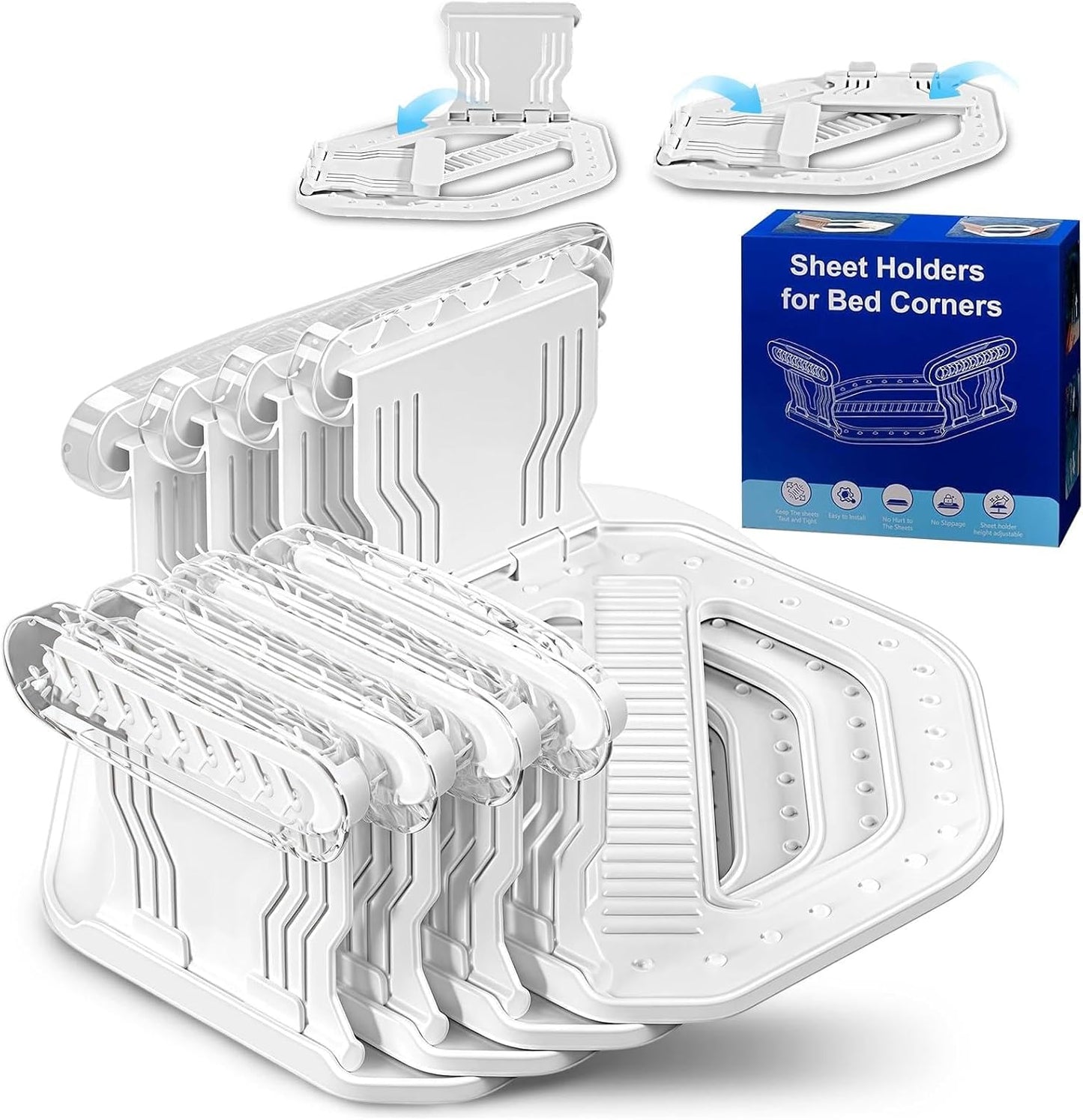 Bed Sheet Holders Heavy Duty Straps Grippers 4Pack | Universal fit for all mattress sizes with fabric-safe clamps to keep sheets locked and damage-free