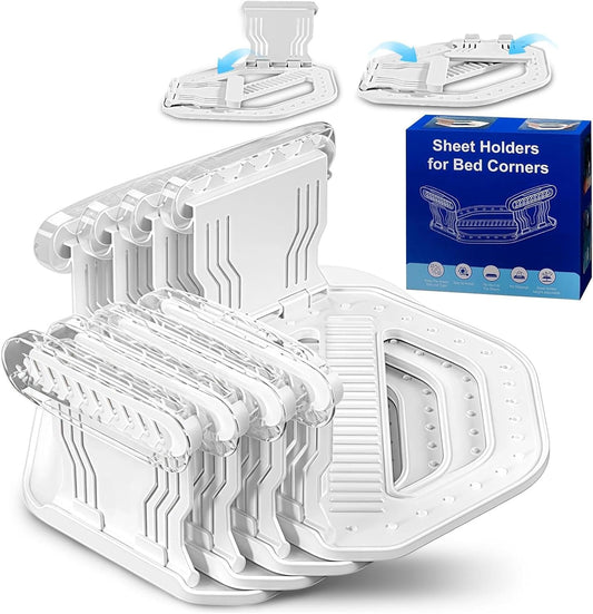 Bed Sheet Holders Heavy Duty Straps Grippers 4Pack | Universal fit for all mattress sizes with fabric-safe clamps to keep sheets locked and damage-free