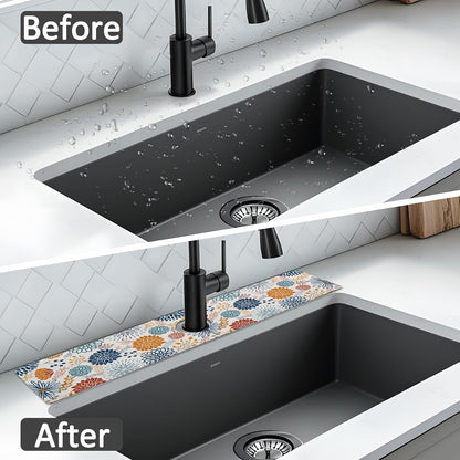 24" X 5.5" Kitchen Sink Splash Guard Faucet Mat Mandala Super Absorbent Fast Drying Faucet Guard & Draining Mat Sink Splash Guard Behind Faucet for Kitchen, Bathroom