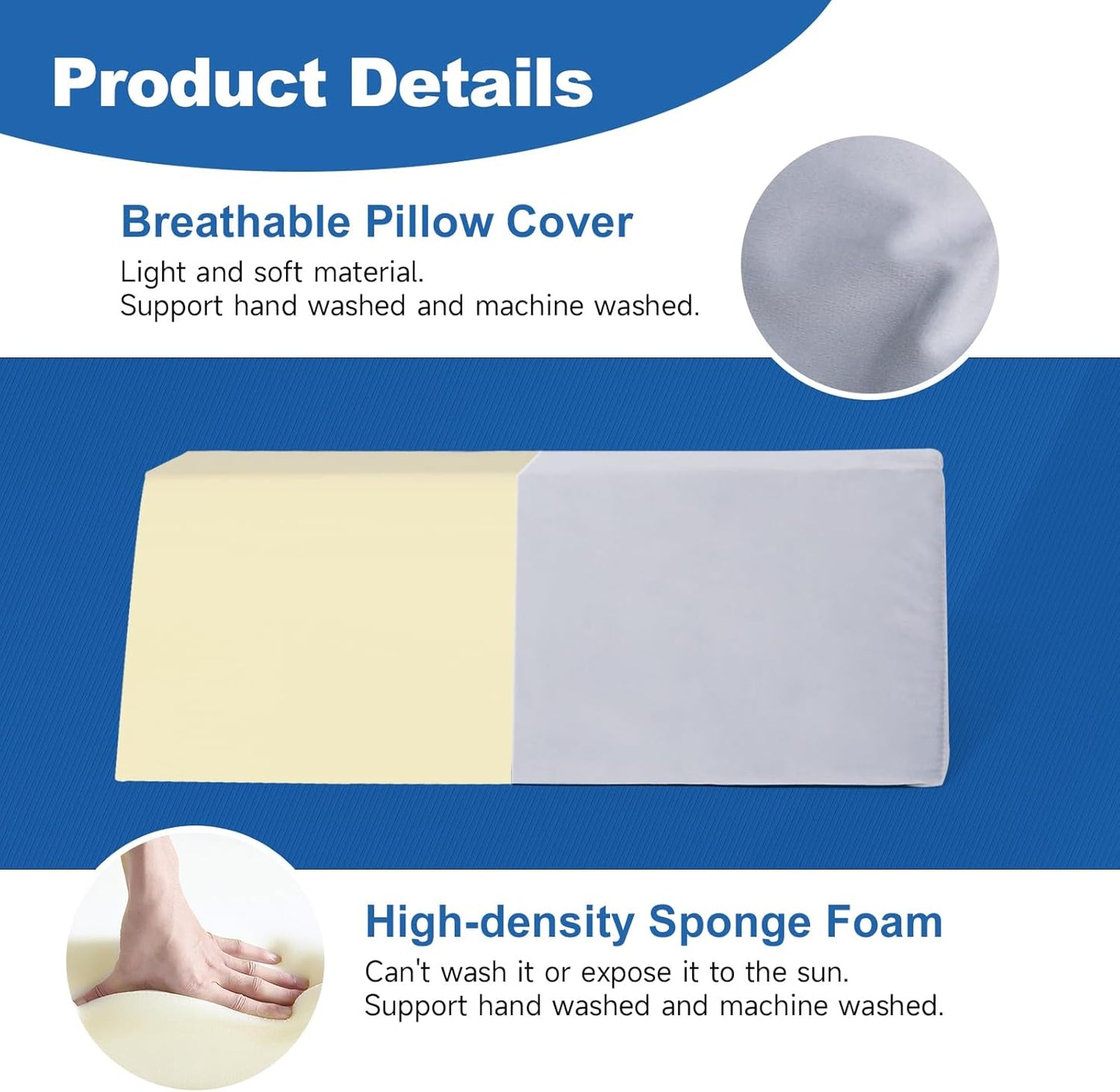 Positioning Wedge Pillow Side Sleeping Belt Connection, Limit Width Adjustable Bed Wedges Body Positioners for Back Pain Relief, Back Positioning Wedge for After Surgery, Anti Snoring, Back Support