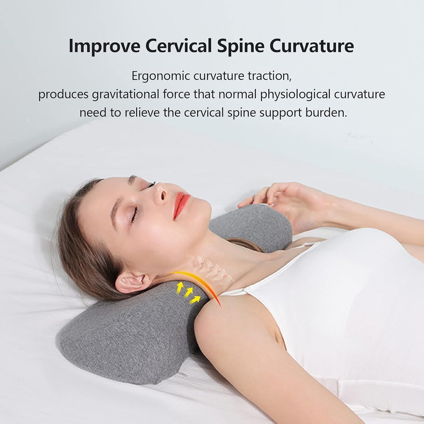 Cervical Neck Pillows for Pain Relief Sleeping, Memory Foam Neck Bolster Pillow for Stiff Pain Relief, Neck Support Pillow Neck Roll Pillow for Bed Pillow (Light Grey)
