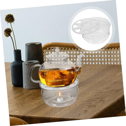 Glass Teapot Warmer Round Heating Base Borosilicate Glass Tea Heater Stand for Loose Leaf and Blooming Tea Home Kitchen Accessory