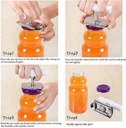 5 in 1 Lids off Jar Opener, Bottle Opener, Ideal For Women, Kids, Seniors - for Multipurpose Kitchen Tool, Easy open. White