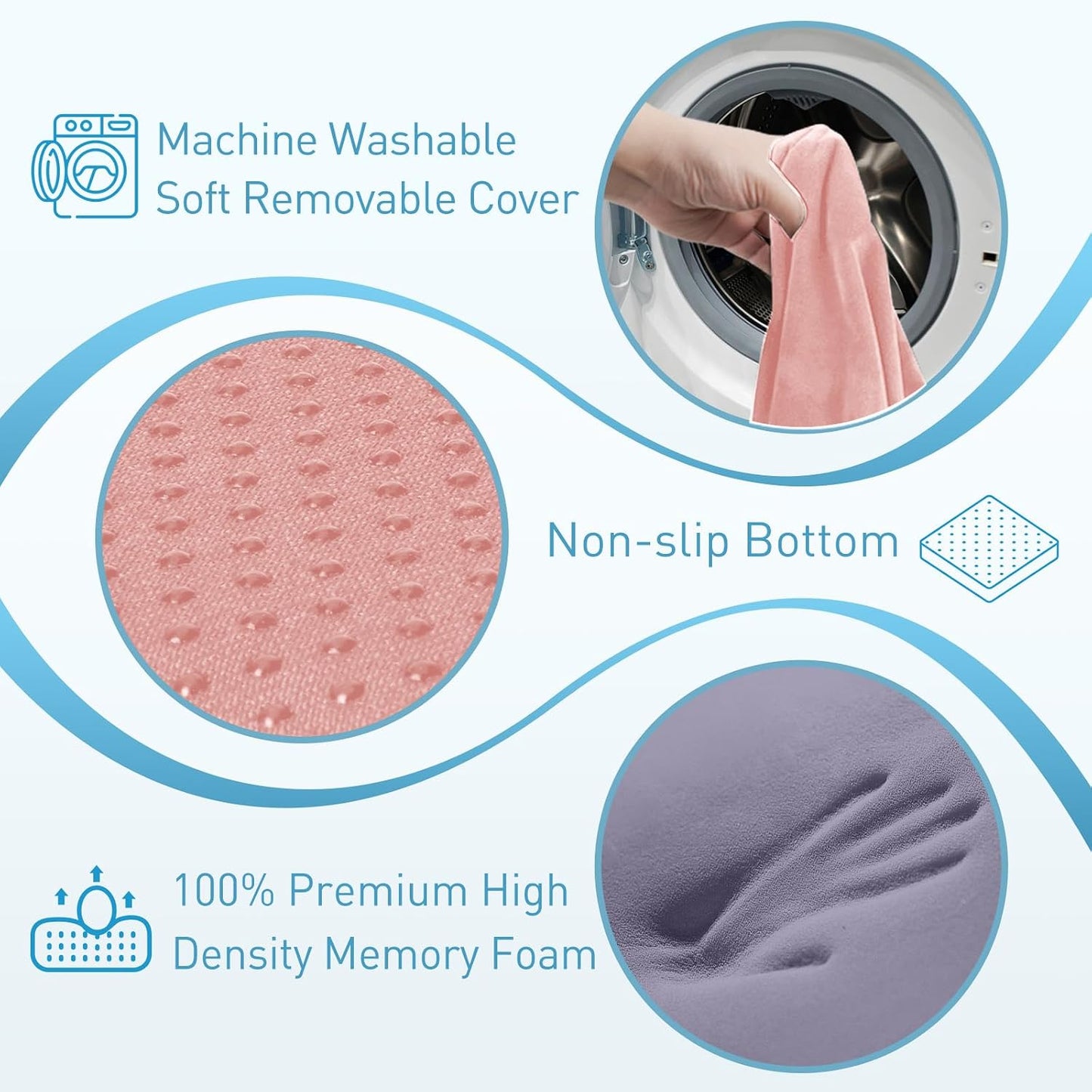 BlissTrends Memory Foam Seat Cushion for Office Chair & Car Seat, Black | 4.7in Ergonomic Tailbone & Sciatica Support with Removable Velvet Cover for Pressure Relief and Long Sitting Comfort