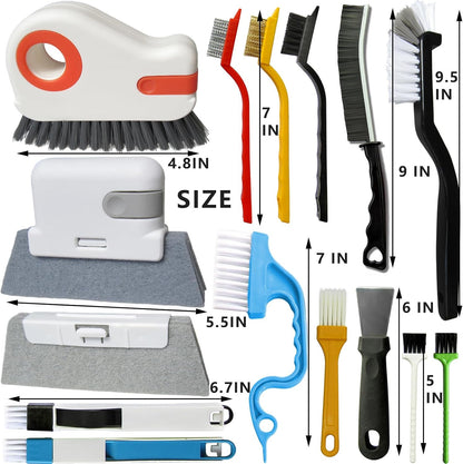 CRAFNEW 15Pcs Window Track Cleaning Brush, Small Crevice Cleaning Tools | Window Sill & Gap Cleaner for Sliding Door Tracks, Window Seals, Tile Grout, Kitchen & Bathroom Narrow Grooves, Car Vents