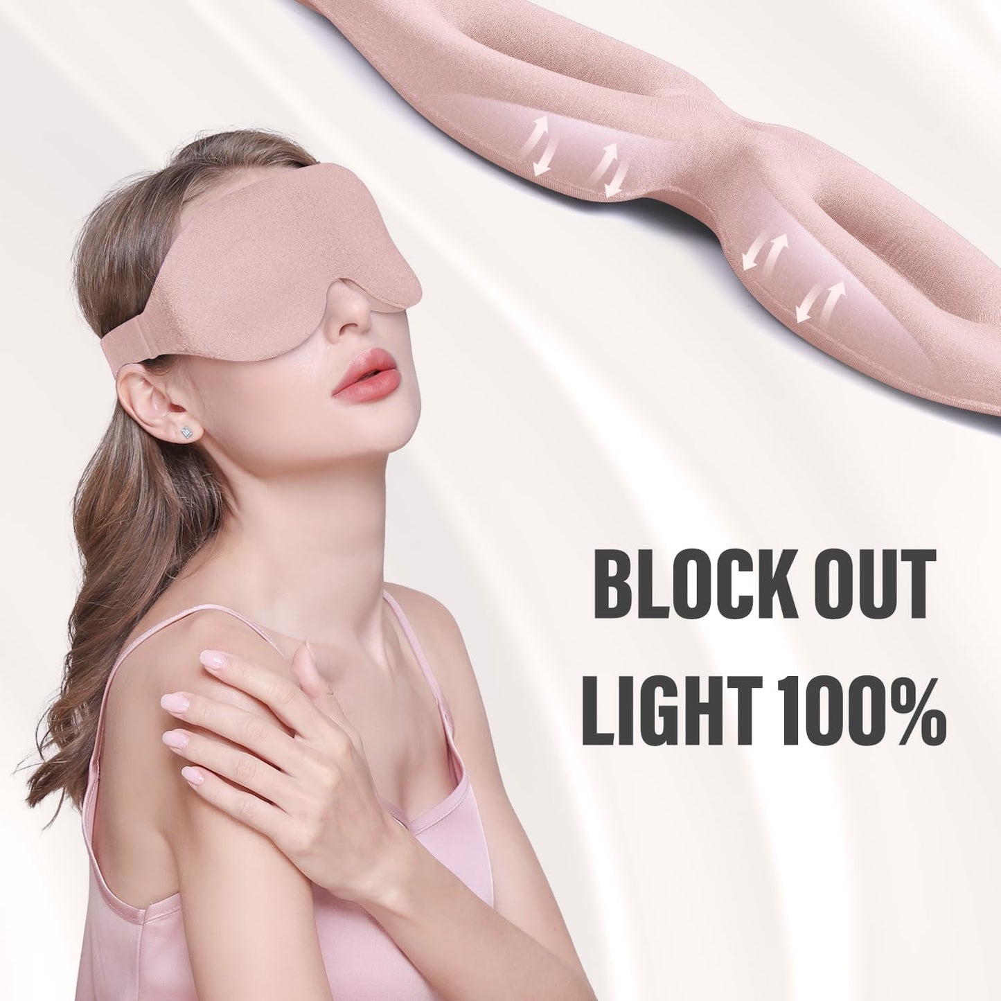 YIVIEW Sleep Mask for Side Sleeper, Complete Light Blocking 3D Sleeping Eye Mask, Soft Breathable Eye Cover for Women Men, Relaxing Zero Pressure Night Blindfold | Soft Breathable Eye Cover for Women Men, 3D Sleeping Eye Mask Black, Relaxing Travel
