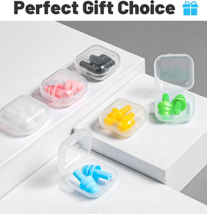 6 Pair Silicone Earplugs, Soft Reusable Noise Cancelling Silicone Ear Plugs for Sleeping Noise Reduction earplugs for Snoring Blocking for Travel, Work and Loud Environment (6 Colours