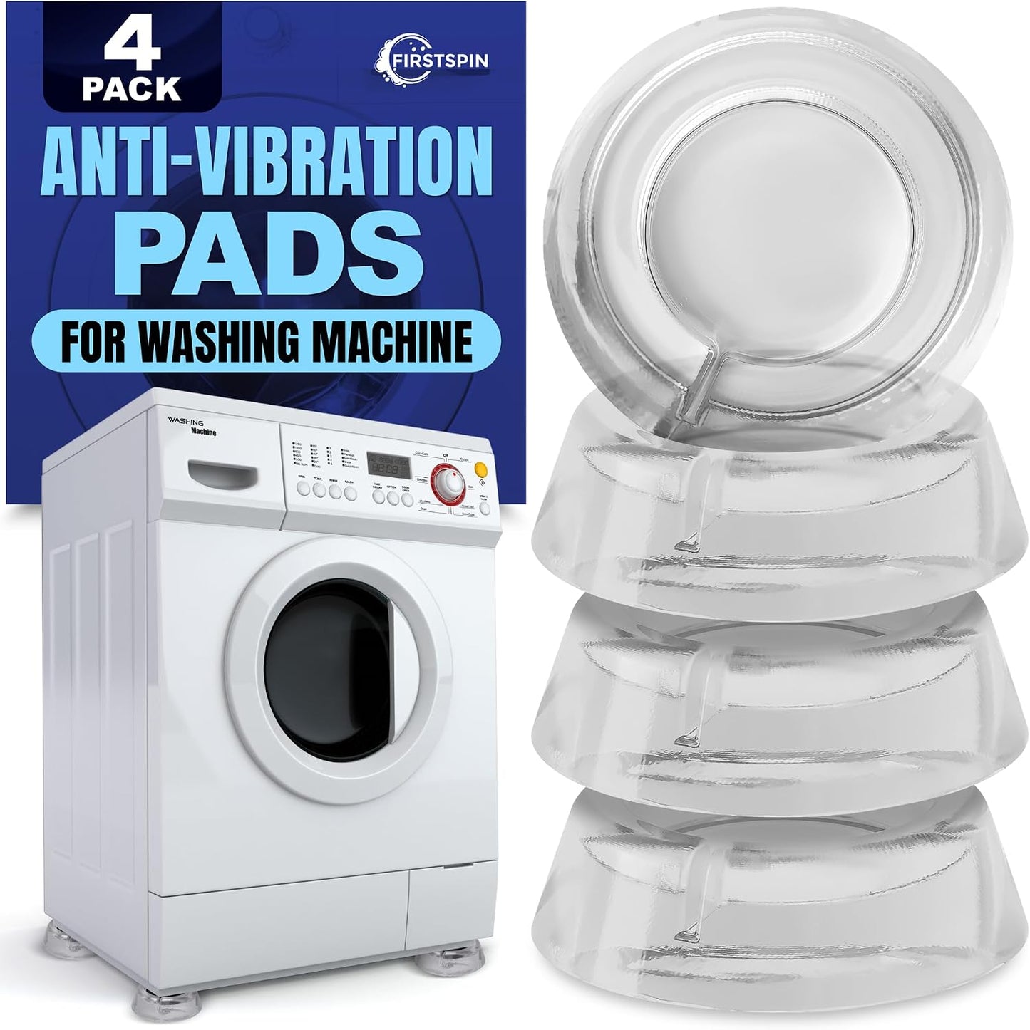 Anti Vibration Pads for Washing Machine – 4 Pack Silicone Washer Anti Vibration Pads Stabilizer Feet, Fits Round Feet up to 1.65”, Shock & Noise Reduction Washing Machine Pads