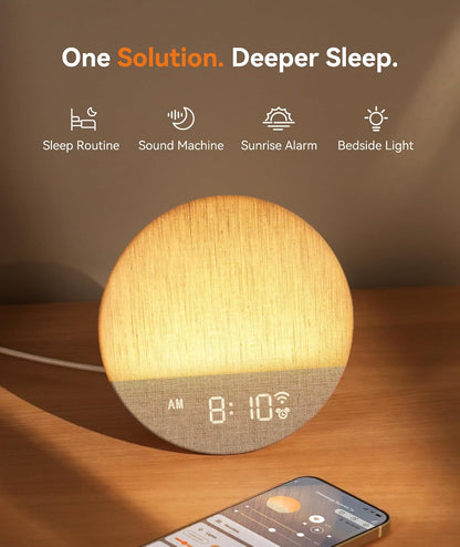 Dreamegg Sunrise 1 Pro - Sunrise Alarm Clock, Sound Machine for Sleep, Favorites Mode, Sleep Routines, Dimmable Night Light, 29 Soothing Sounds, White Noise Machine, Wake Up Light for Bedrooms, Adults