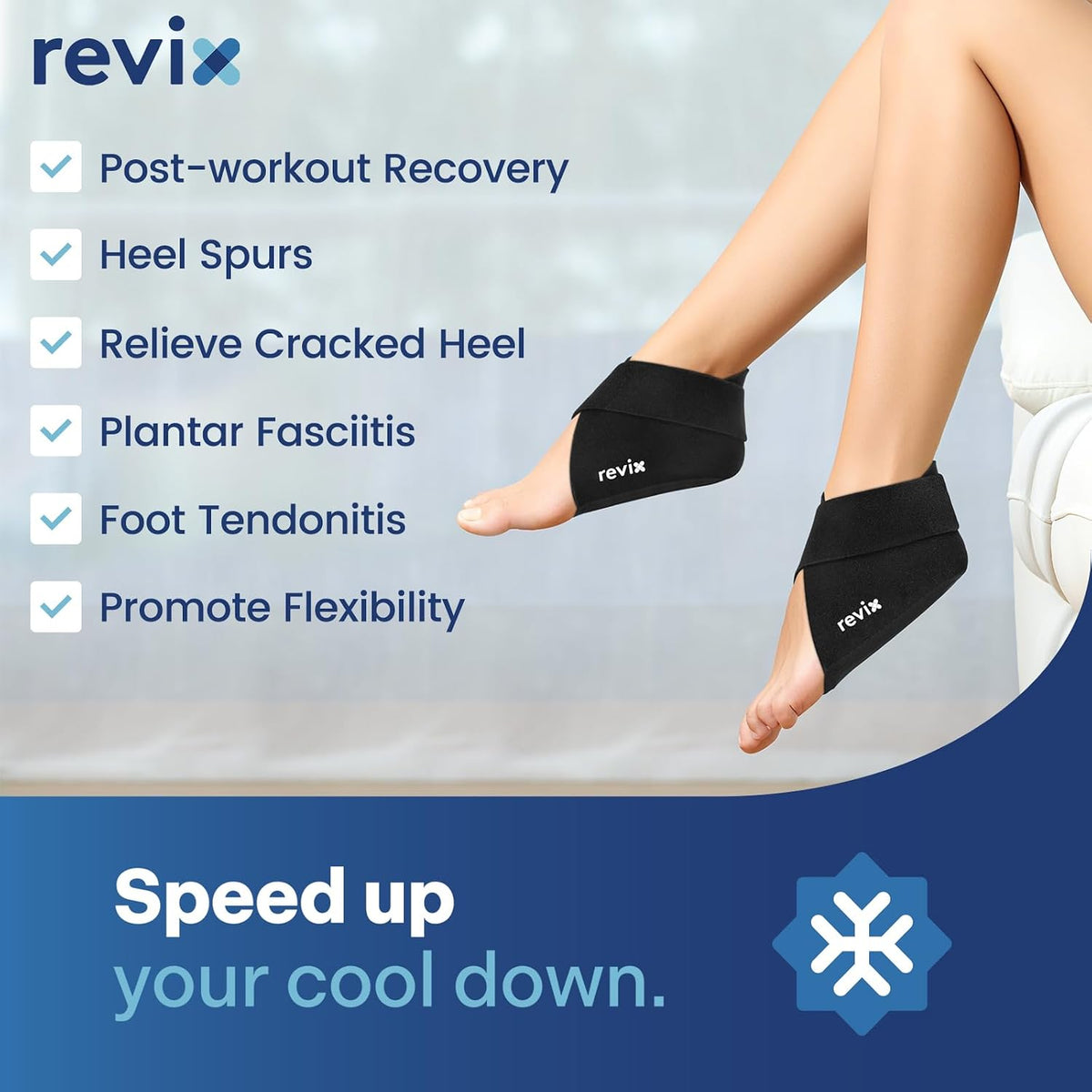 REVIX Heel Ice Pack Wrap for Plantar Fasciitis & Heel Spurs, Hot & Cold Gel