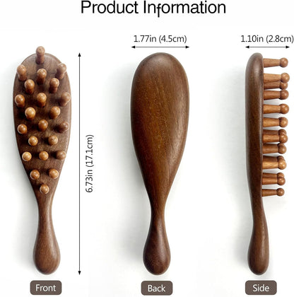 Sandalwood Comb Head Massager for Scalp Stress Relief - Gua Sha Comb for Headache, Neck, and Shoulder Relaxation - Relaxing Presents for Women/Mom/Sisters (1PC), Brown