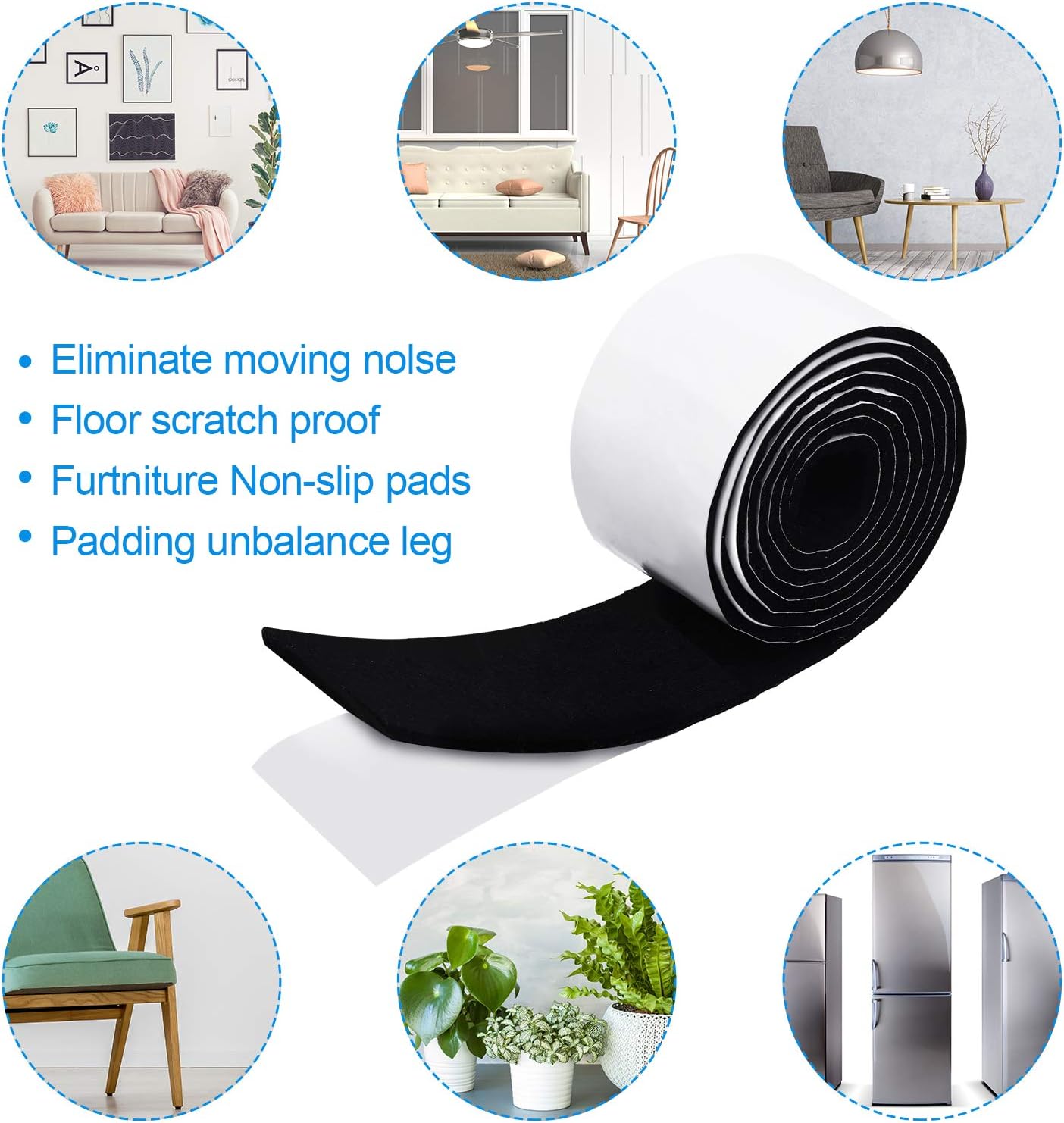 Shappy 2 Pcs Felt Strips with Adhesive Backing Felt Tape Roll Non Slip | 120 x 1 x 0.12 Inch,Linen,Self Adhesive,Cuttable Furniture Pads,for Protecting,Hardwood,Floors,Chairs,Wall