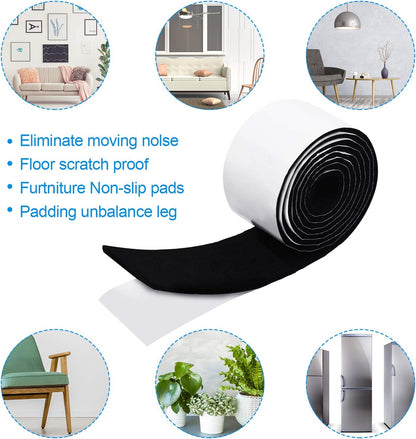 Shappy 2 Pcs Felt Strips with Adhesive Backing Felt Tape Roll Non Slip | 120 x 1 x 0.12 Inch,Linen,Self Adhesive,Cuttable Furniture Pads,for Protecting,Hardwood,Floors,Chairs,Wall