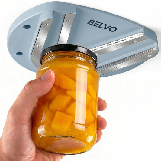 Belvo Under Cabinet Jar Opener for Weak Hands & Seniors – Heavy Duty Lid Opener for Arthritis, Easy Grip Under Counter Jar Opener Tool for Bottles & Lids – White