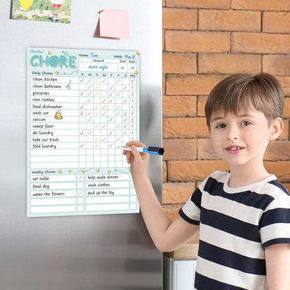 Magnetic Dry Erase Chore Chart - 8.5"x12" Behavior Responsibility Chore Board for Kids, Teenagers - 6 Extra Fine Point Markers Included - Shipped Flat 3 Pcs Blue Pink & Green