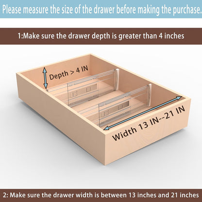 4 Pack Adjustable Drawer Dividers for Clothes,5" High Expandable From 13-21" Clear Drawer Organizers, PC Plastic Separators for Dresser/Bedroom/Bathroom/Kitchen/Office Storage