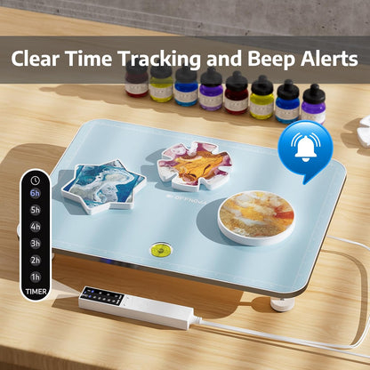 OFFNOVA Resin Heating Mat & Leveling Table, 2-in-1 Resin Tools for Epoxy Resin, Resin Curing Machine for Resin Molds, Undeformed Resin Dryer with Smart Timer & Temperature Control, Silicone Mat