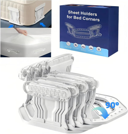 4Pcs Bed Sheet Straps – No-Slip Adjustable Clips for Mattress, Keeps Sheets Tight (White)