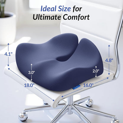 ZIKEE Contoured Ergonomic Seat Cushion for Effective Pain Relief, Non-Slip | Office Chair Cushion for Sciatica, Back, Tailbone Pain Relief, High-Density Memory Foam Car Seat Cushion for Sitting Comfort
