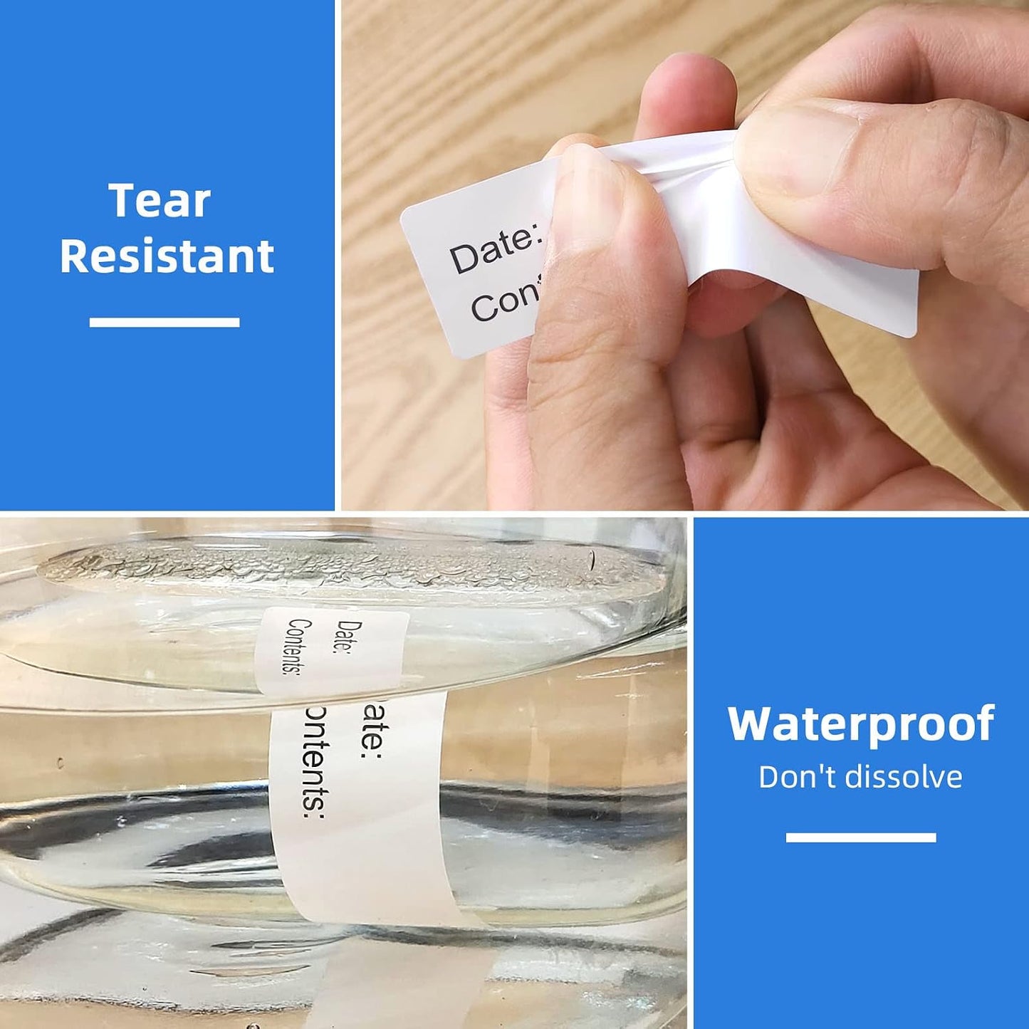 500PCS 1" x 3" Write-On Freezer Labels for Food Containers/Jars | Erasable, Removable, Water/Oil/Tear Resistant, No Residue Food Storage, for Freezer Bags, Meal Prep & Kitchen Use