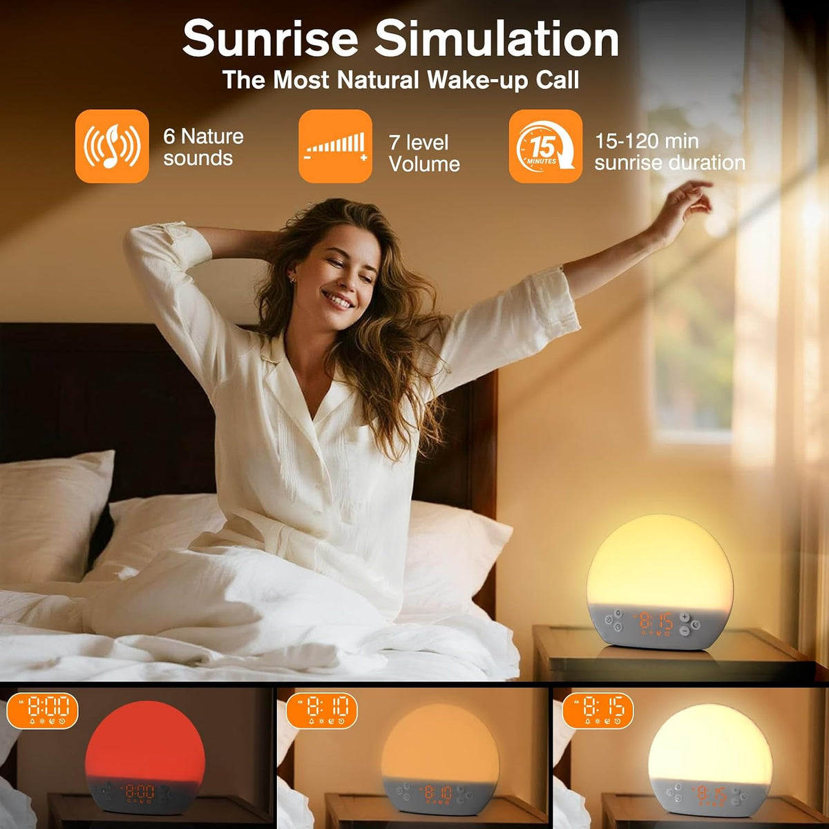 Sunrise Alarm Clock Wake up Light White Noise Sound Machine with Timer