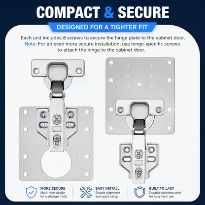 8PCS Kitchen Cabinet Door Repair Platekit:UKFMLNLStainless Steel Hinges Fixion Plate,Hinge Repair PlateKit,Suitable for Repairing and Securing Loose and Sagging Cabinet Doors at Home