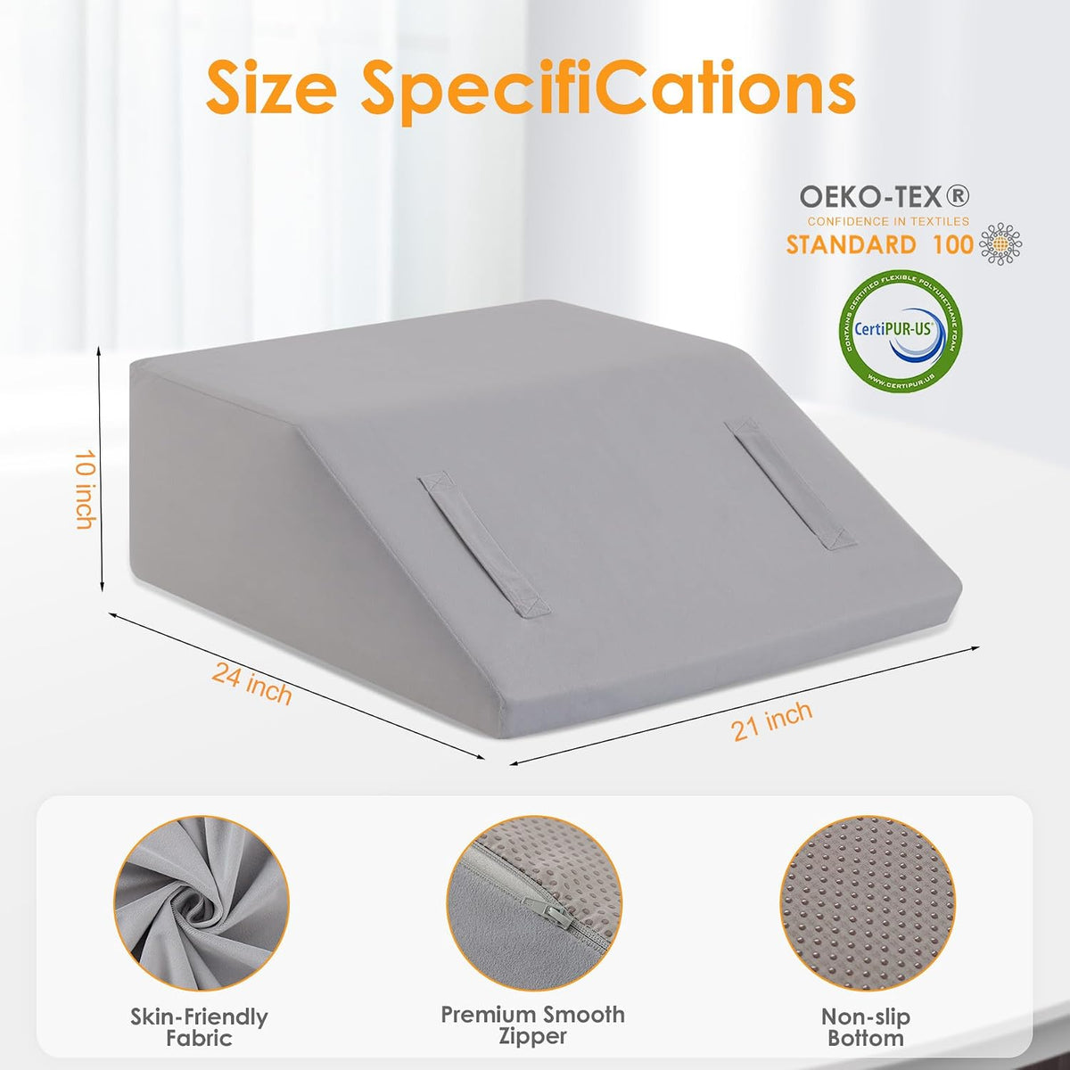 Ruqmuis Leg Elevation Pillow for After Surgery, 10inch Foam Leg Elevating Pillow for Swelling and Blood Circulation, Leg Wedge Pillow for Sleeping, Knee Pillow for Knee Hip Ankle Pain Relief, Velvet