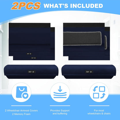 SPRING SEAON Wheelchair Accessories Armrest Covers, Memory Foam Pads, Pair