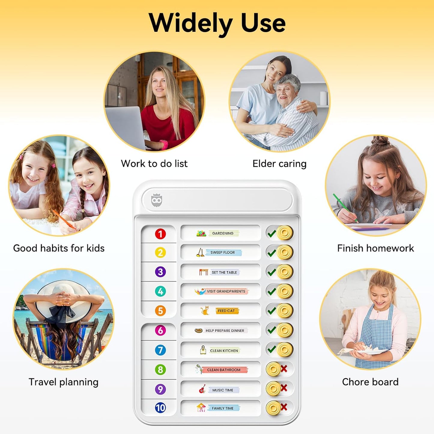 Chore Chart for Kids with Timer, 21 PCS Checklist Magnetic Schedule Board, ADHD Tools with 99-Min Countup/Down Visual Timer, Bedtime/Morning/Daily Routine Chart Dry Erase to Do List with Slider(White)