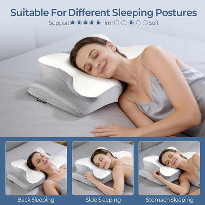 Cervical Pillow for Neck Pain Relief, Ergonomic Neck Pillow for Sleeping | Cooling Memory Foam Pillows for Neck Support,Orthopedic Contour Bed Pillow for Side Back Stomach Sleepers