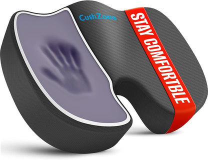 CushZone Seat Cushion Memory Foam Chair Pad for Office & Car, Black