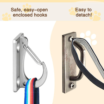 Dog Leash Holder for Wall, Stainless Steel Dog Leash Hook, Tie-Out | 304 Stainless Steel Hook, Enclosed Leash Hook, Mounting Screws Included, Yard Tie-Out Use, Indoor Outdoor Use for Dogs