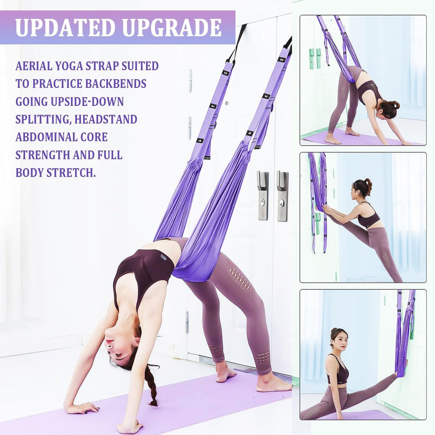 Leg Stretcher Strap Adjustable Fitness Strap Band for Waist Trainer Stretching Door Swing Flexibility Tensile Trainer with Carrying Pouch Back Bend Go Upside-Down for Yoga Practitioner Ballet Dancer Gymnastics Exercises