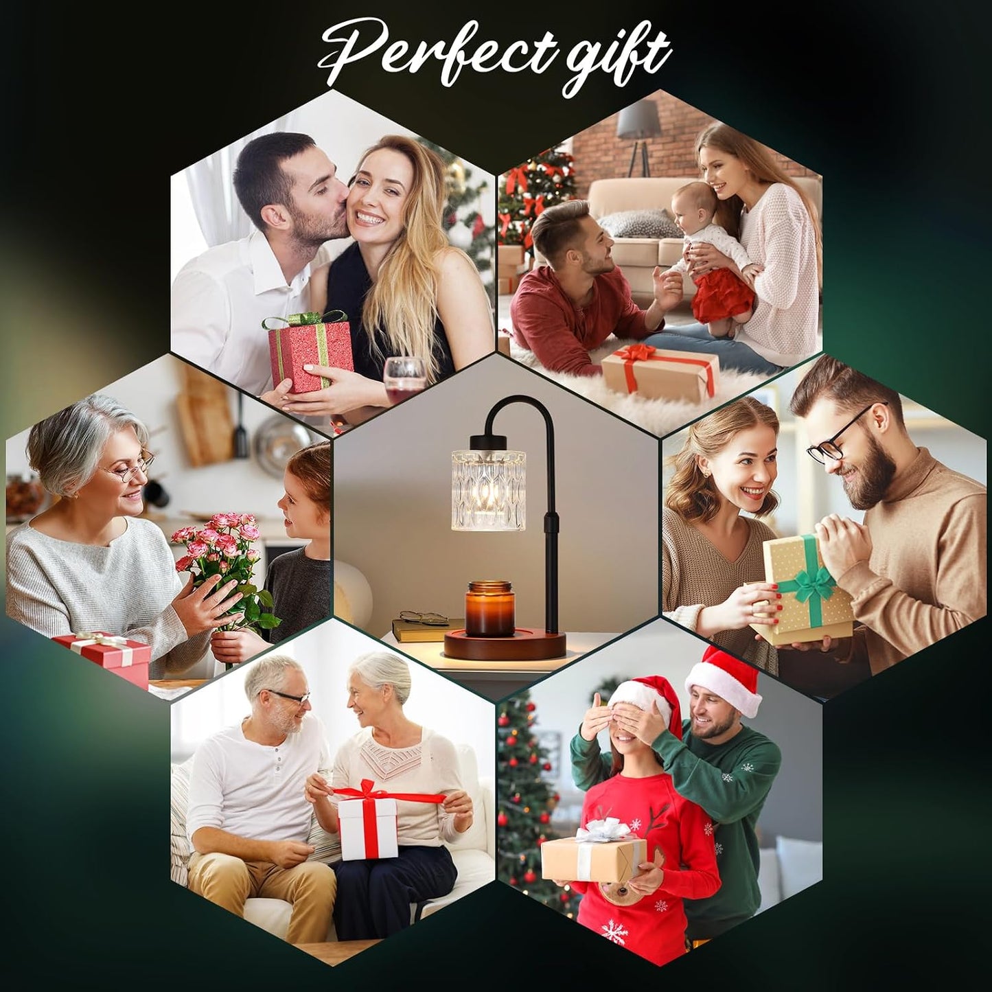 Candle Warmer Lamp with Timer and Dimmer,Electric Gold Light Gifts for Women Melt Wax Warmer Lamp with 2 Bulbs for Candle Jars House Warming New Home Decor Bedroom