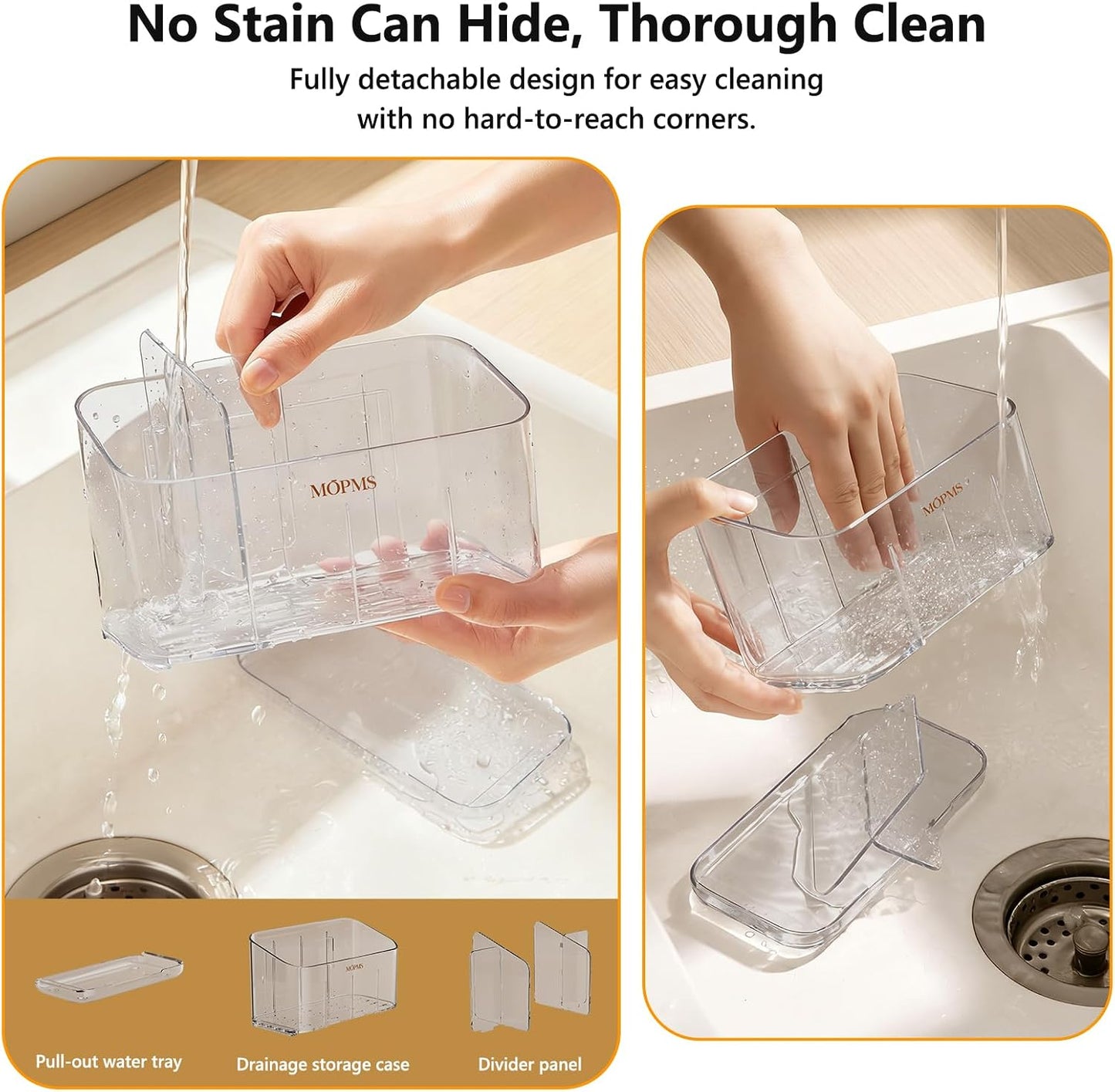 MOPMS Toothbrush Holders for Bathrooms with 5 Slots Adjustable Dividers | Electric Tooth Brush and Toothpaste Holder with Drain Tray for Easy Clean, Wall Mounted & Countertop Organizer for Shower