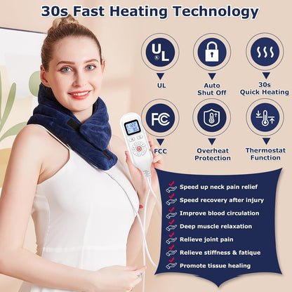 CAMECO Electric Neck Heating Pad for Pain Relief, 86℉-158℉ & 30S Heating Heated Neck Wrap Warmer for Soreness Stiffness, Super Soft Heated Scarf, Neck Heat Pad, Auto Shut-Off Timer, Gifts for Women