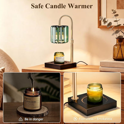 Yuichoy Candle Warmer Lamp with Timer, Dimmable Electric Candle Wamer Adjustable Height, Glass Modern Candles Melter Lamp, Gifts for Women Mom, Clear
