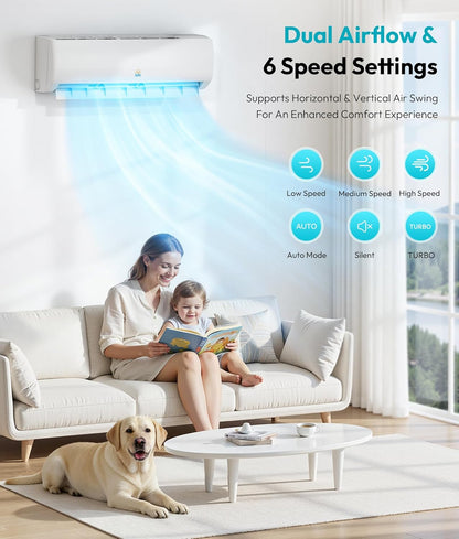 Rellytech Mini Split AC/Heating System - 9000 BTU Mini Split AC Inverter Heating and Cooling, 19 SEER2 115V/110V Energy Efficient Ductless Air Conditioner Up to 550sq.ft, Pre-charged System
