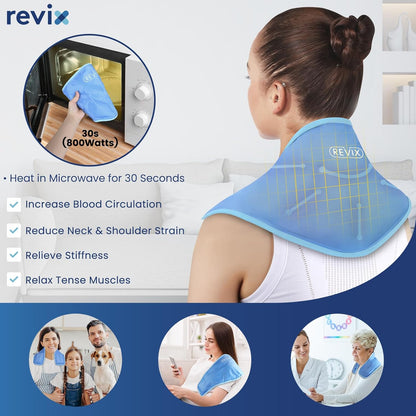 REVIX Neck Ice Pack Wrap – Reusable Hot Cold Gel Pack for Neck and Shoulder, Large Flexible Design with Soft Plush Lining, Cervical Gel Ice Wrap Ideal for Post-Workout Recovery, Fatigue & Relaxation