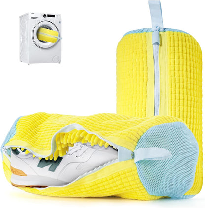 Shoe Washing Machine Bag & Shoe Washing Bag Reusable for Sneaker Laundry | Sneaker Washing Machine Bag & Shoe Laundry Bag, Chenille Microfiber 360 Cleaning, Reusable Hook Dryer, 1 Pack