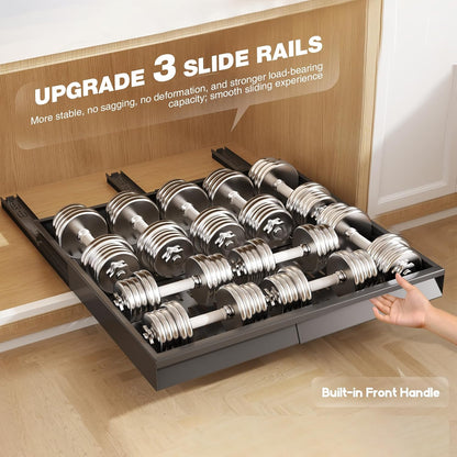 Seinloes Pull Out Cabinet Organizer, 4-Side Expandable to Fit Most Cabinets, 3 Rail Slide Out Drawers with Raising Pad for Framed & Frameless Cabinets, 13"-21" W x 17"-24" D, White, 2 Pack