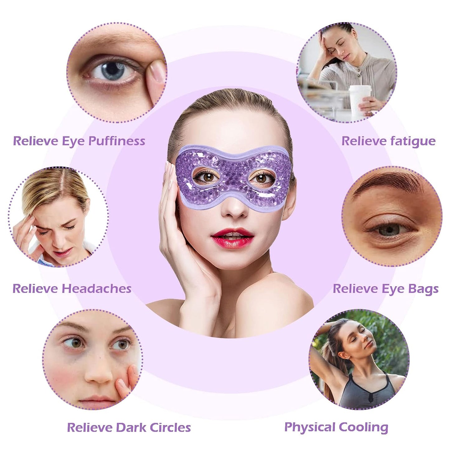 Cooling Eye Mask with Gel Bead 2 Pack Gel Eye Mask Cold Eye Mask for Relaxtion,Puffy Eyes Reusable Cold & Warm Compress for Puffiness,Dry Eyes,Headaches,Migraines,Stress Relief,Post Surgery