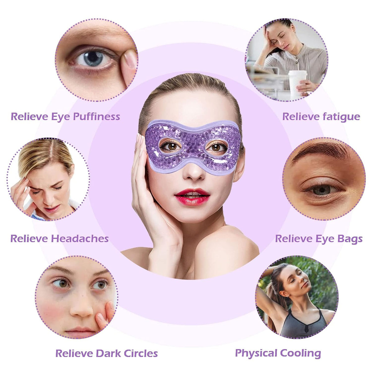 Cooling Eye Mask with Gel Bead 2 Pack Gel Eye Mask Cold Eye Mask for Relaxtion,Puffy Eyes Reusable Cold & Warm Compress for Puffiness,Dry Eyes,Headaches,Migraines,Stress Relief,Post Surgery