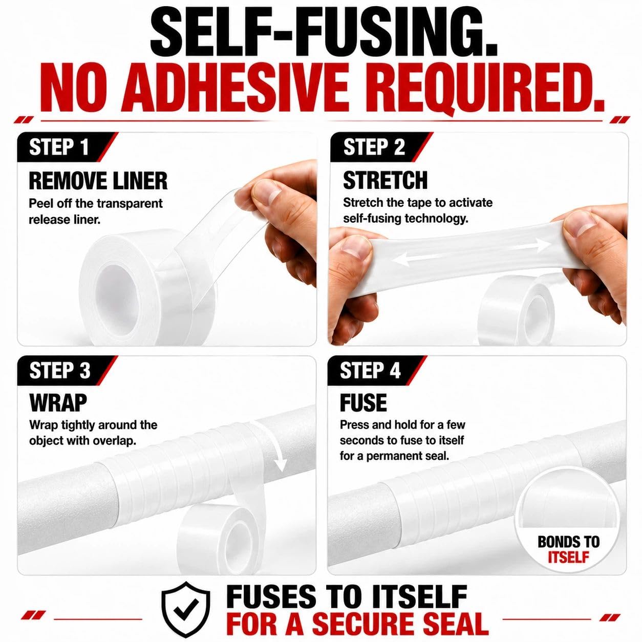 Self-Fusing Silicone Sealing Tape, Waterproof Repair Tape for Hose, Pipe, Electrical Cable, High Strength Leak Fix Wrap, Weatherproof Emergency Insulation Tape (1" x 5' x 20mil)