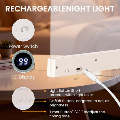 Book Light, Rechargeable LED Book Light for Reading in Bed, Clear Flat Panel Full Page Light, 3 Color Temperatures &Timer, Eye-Caring Night Reading Lamp, Book Gifts for Readers Women Kids