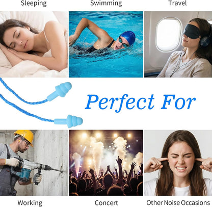 6 Pairs Ear Plugs for Swimming, Soft Silicone Swimming Ear Plugs Noise