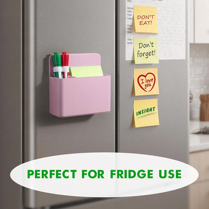 2 Pack Magnetic Pen Holder Cup for Whiteboard, Classroom Supplies | Plastic Magnetic Dry Erase Marker Holder for Refrigerator Fridge, Pencil Cup for School, Locker Accessories Organizer-White